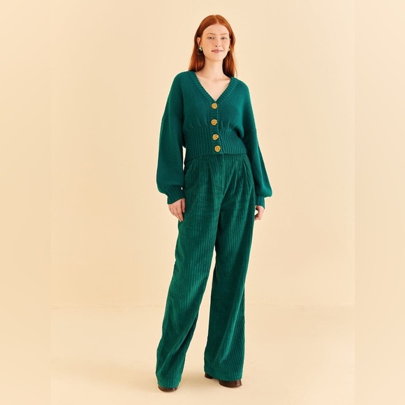 Farm Rio: Emerald Corduroy Pants - Picture 6 of 10